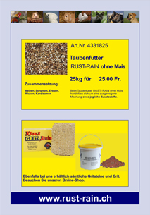 Taubenfutter ohne Mais